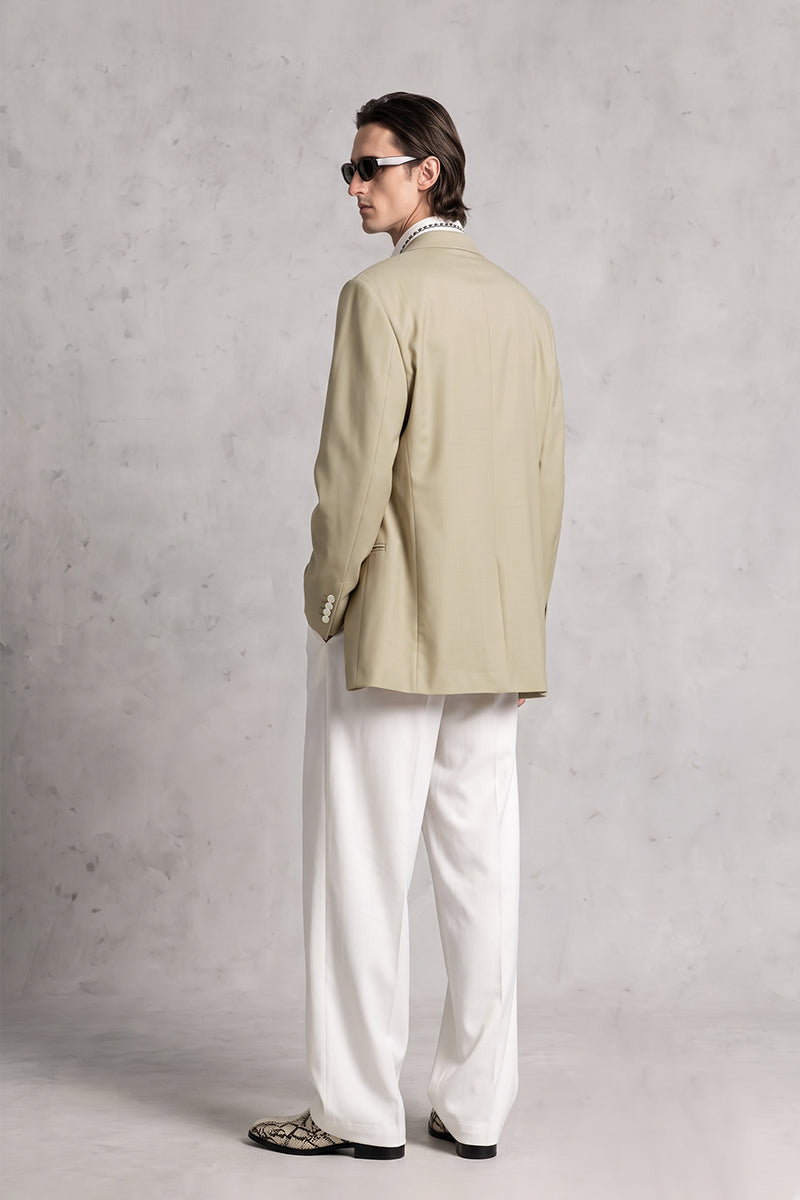 Khaki 100% Merino Wool Blazers