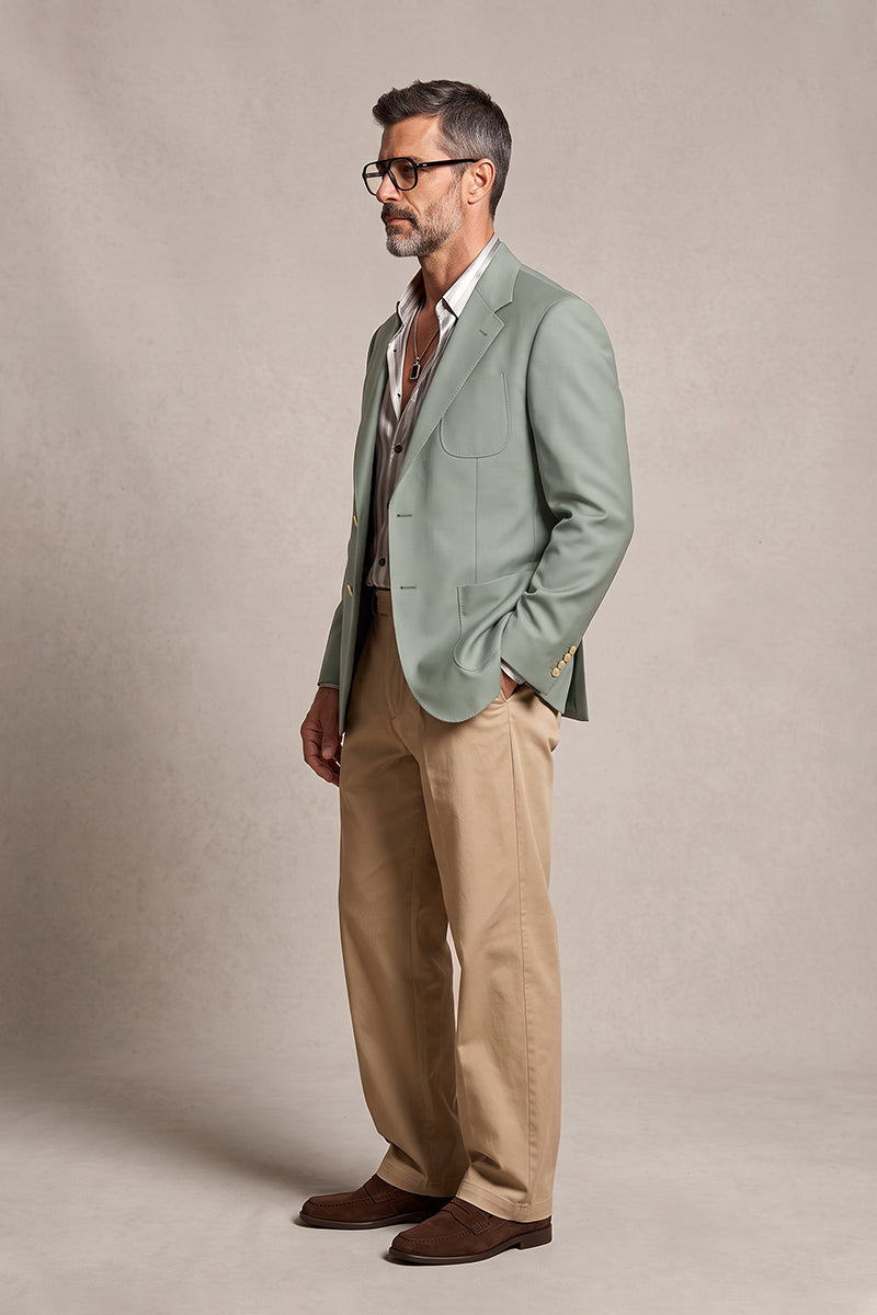 Gray Green 100% Merino Wool Blazers