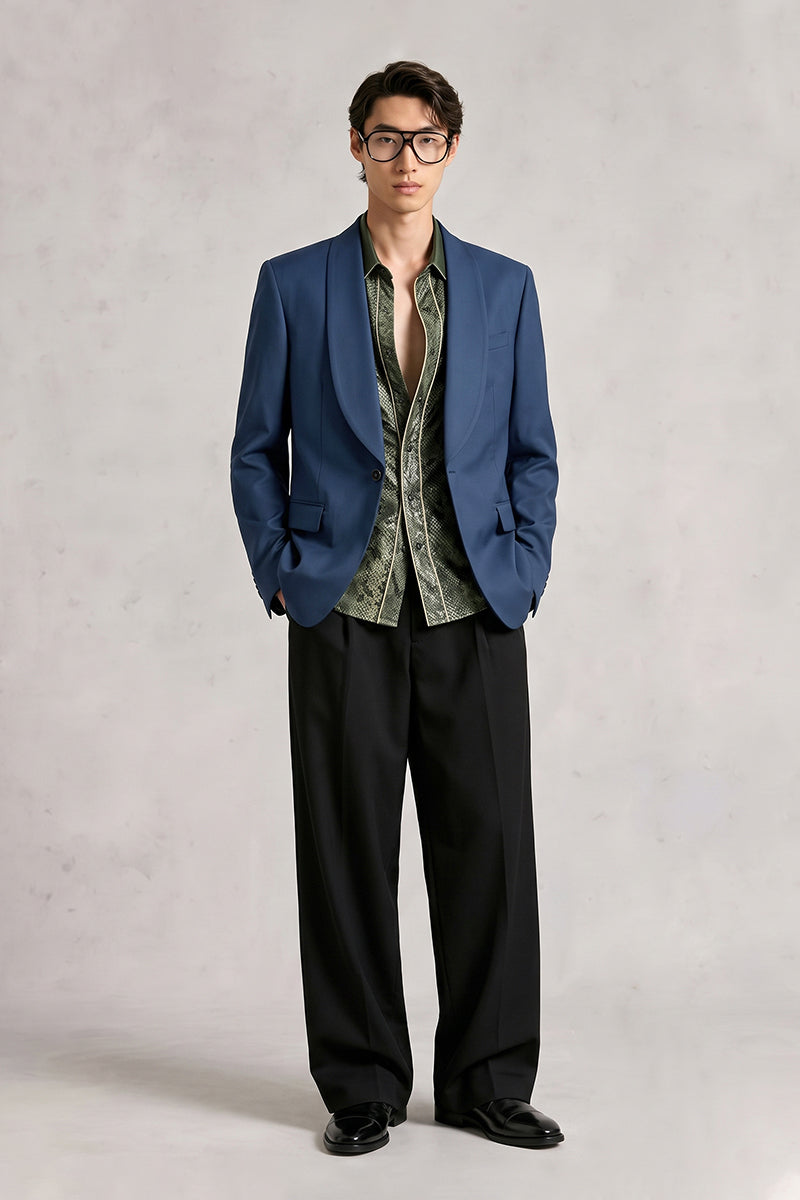 Dark Blue 30% Merino Wool Blazers