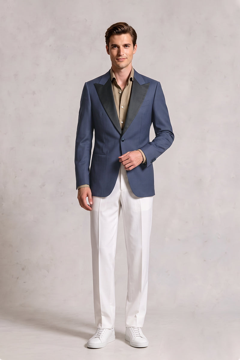 Dark Blue 70% Merino Wool Blazers