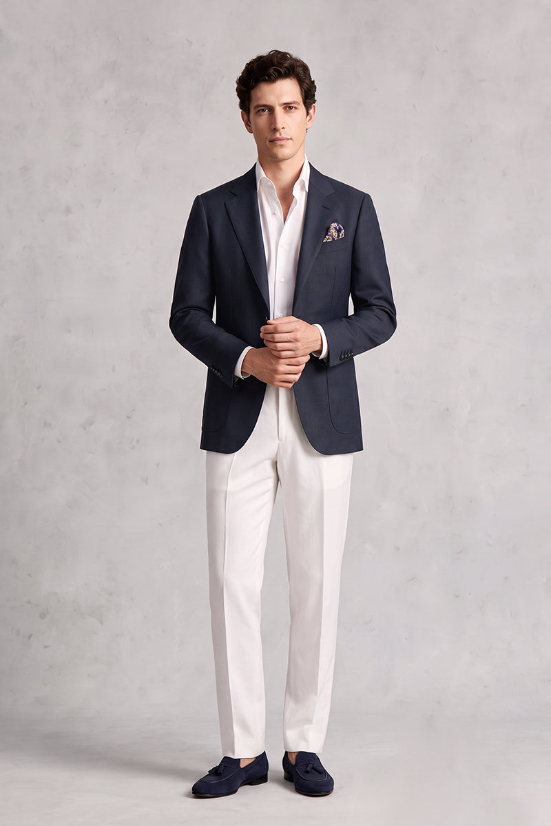 Navy Blue 50% Merino Wool Blazers