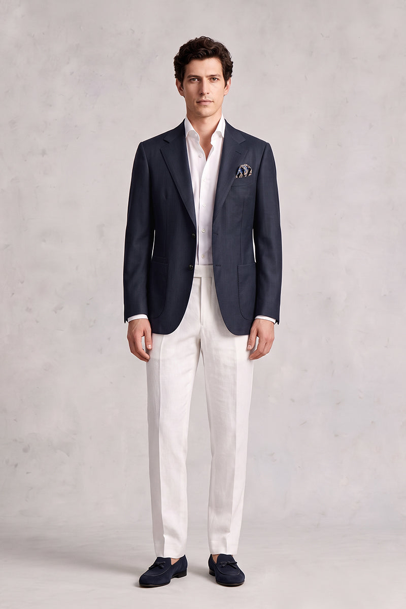 Navy Blue 50% Merino Wool Blazers