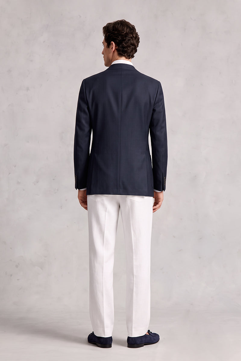 Navy Blue 50% Merino Wool Blazers