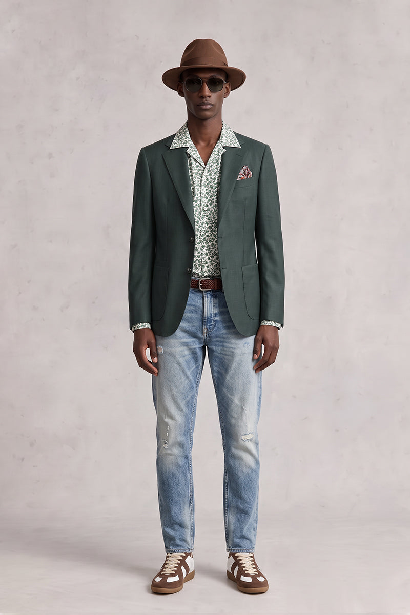 Dark Green 50% Merino Wool Blazers