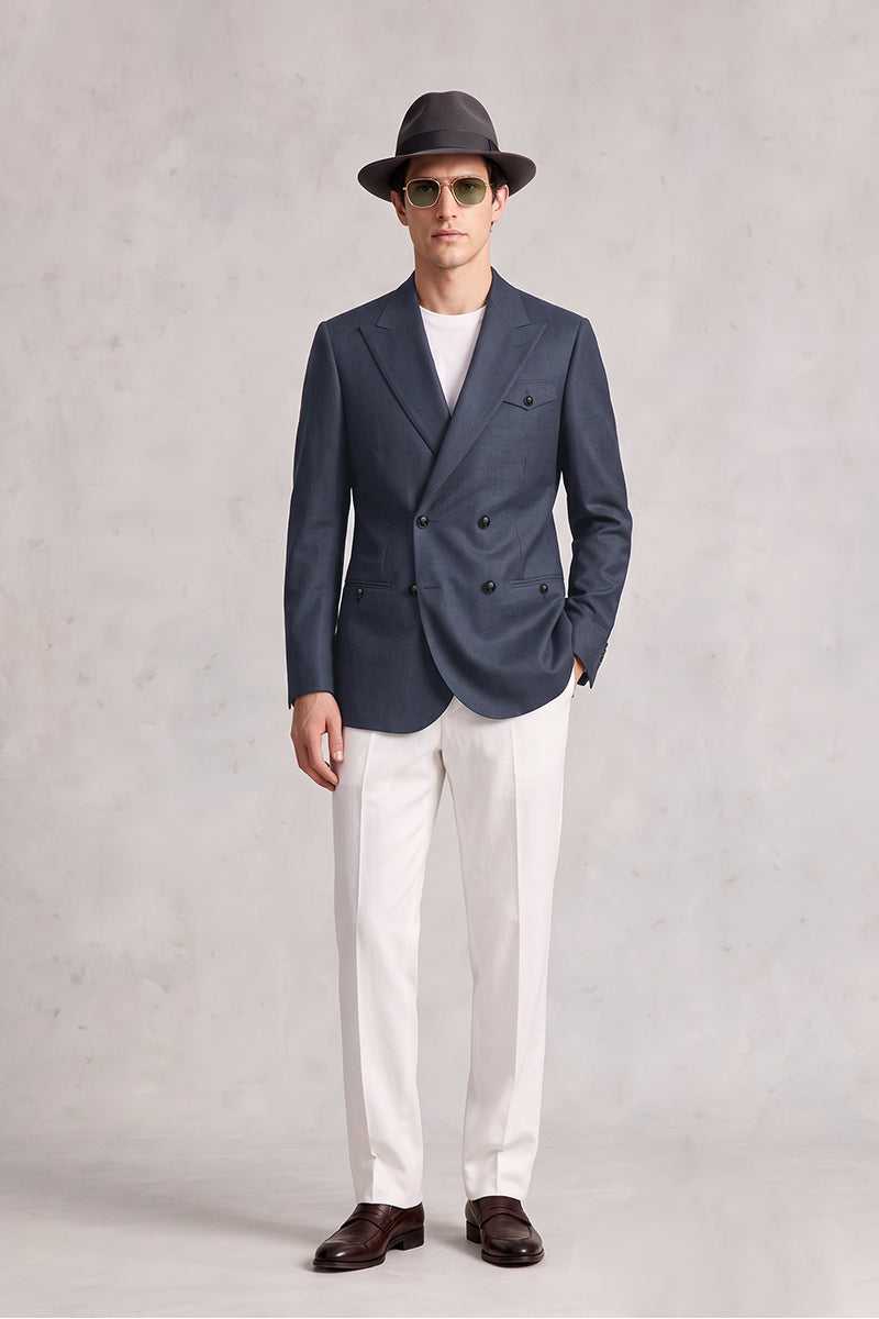 Navy Blue 50% Merino Wool Blazers