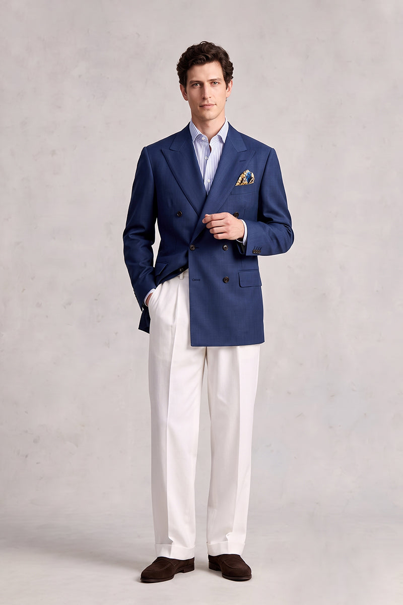 Dark Blue 70% Merino Wool Blazers