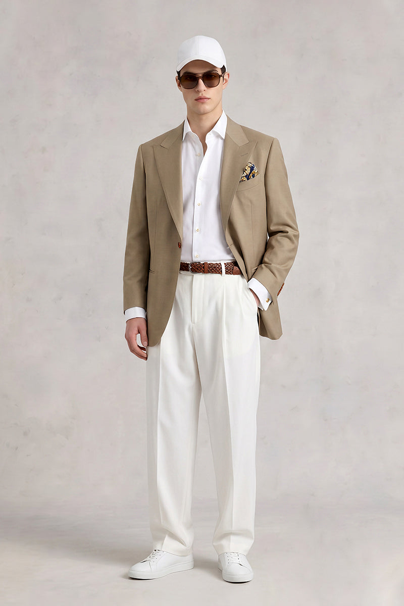 Khaki Yellow 50% Merino Wool Blazers