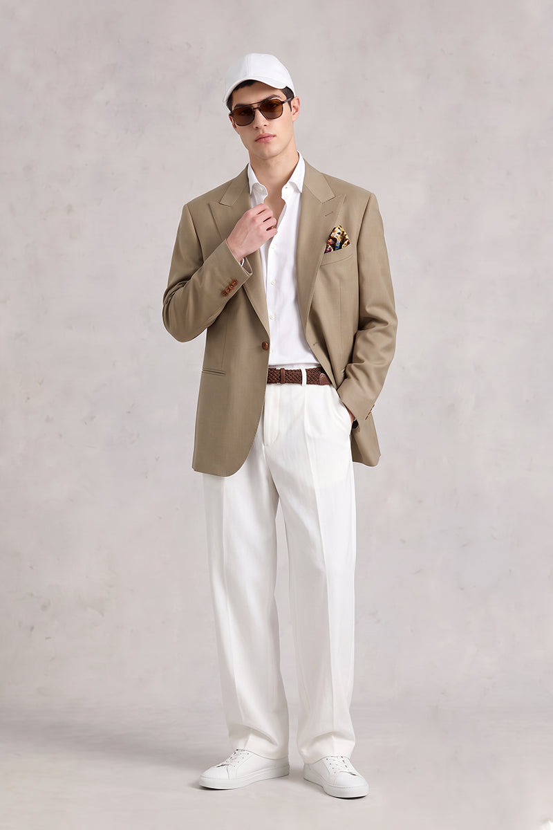 Khaki Yellow 50% Merino Wool Blazers