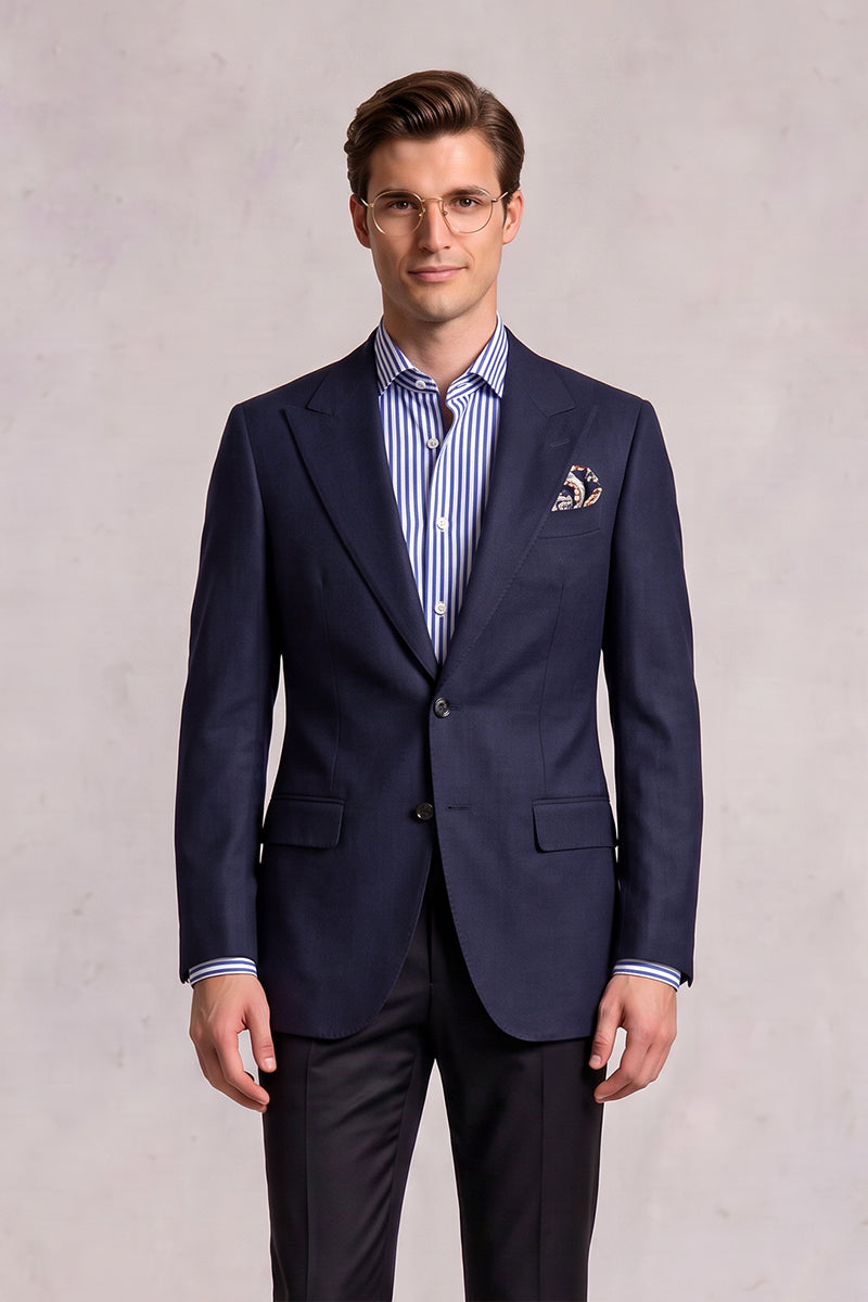 Navy Blue 70% Merino Wool Blazers