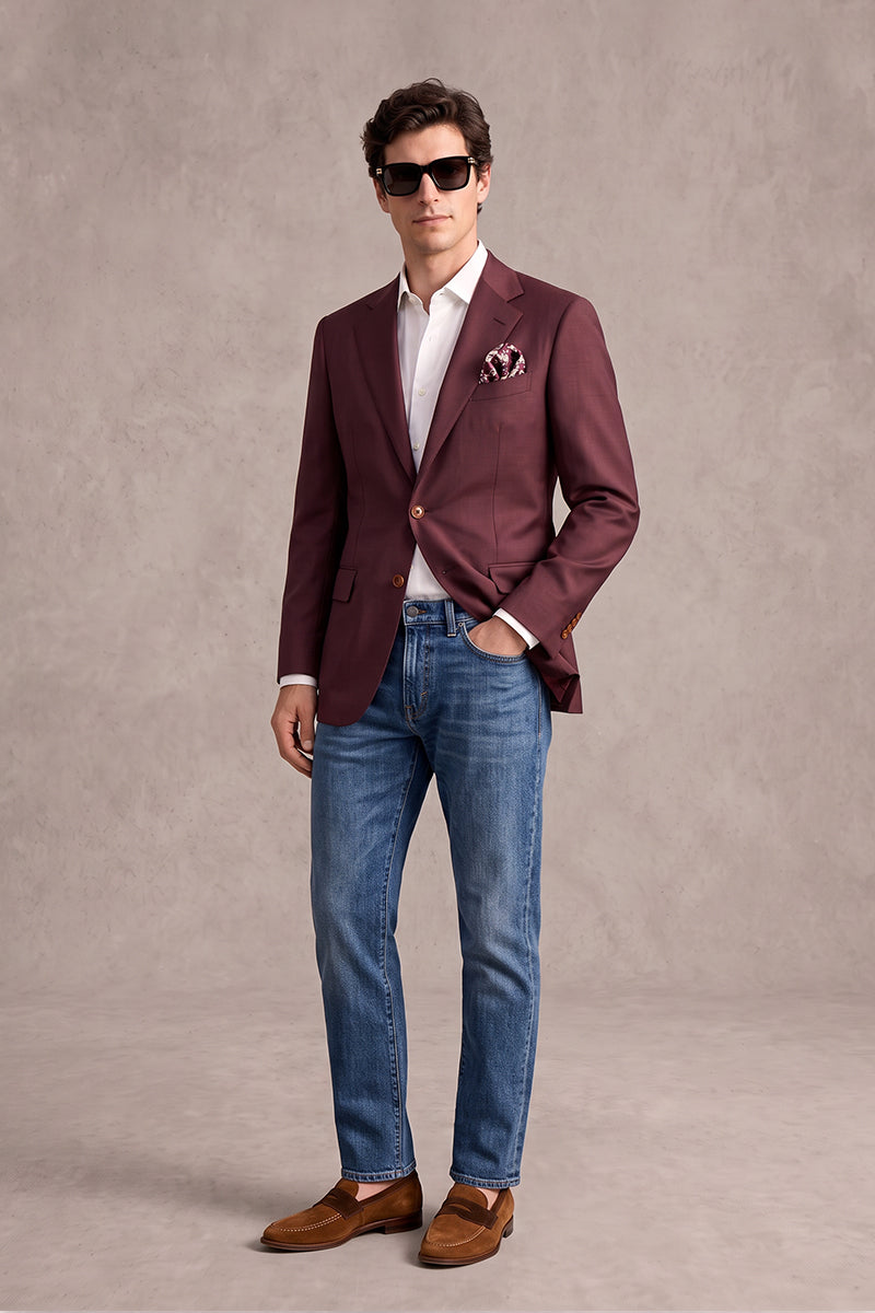 Burgundy 70% Merino Wool Blazers