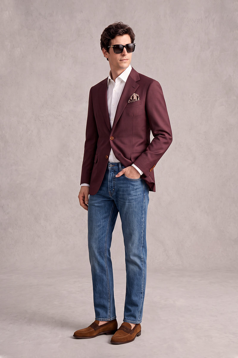 Burgundy 70% Merino Wool Blazers