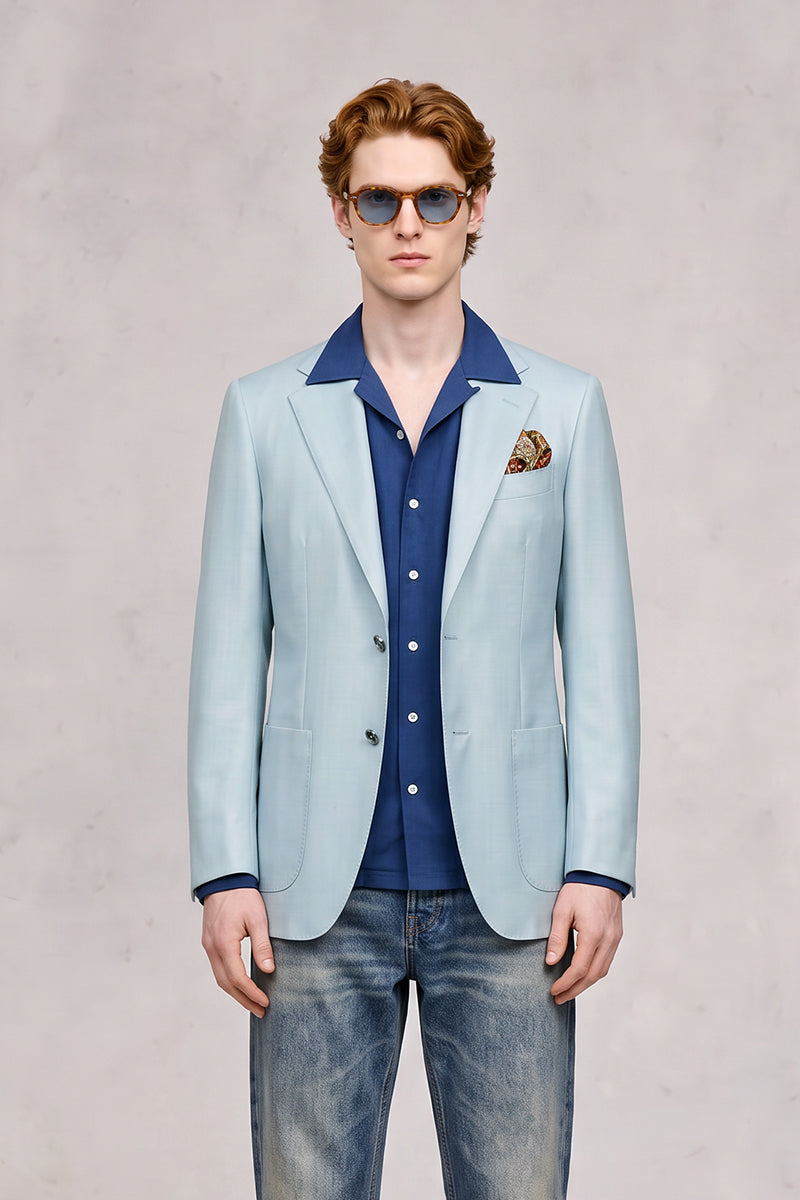 Light Blue 70% Merino Wool Blazers