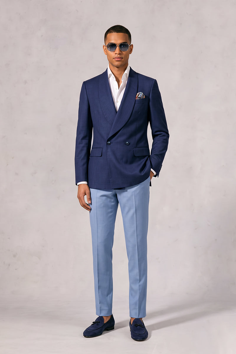 Navy Blue 50% Merino Wool Blazers