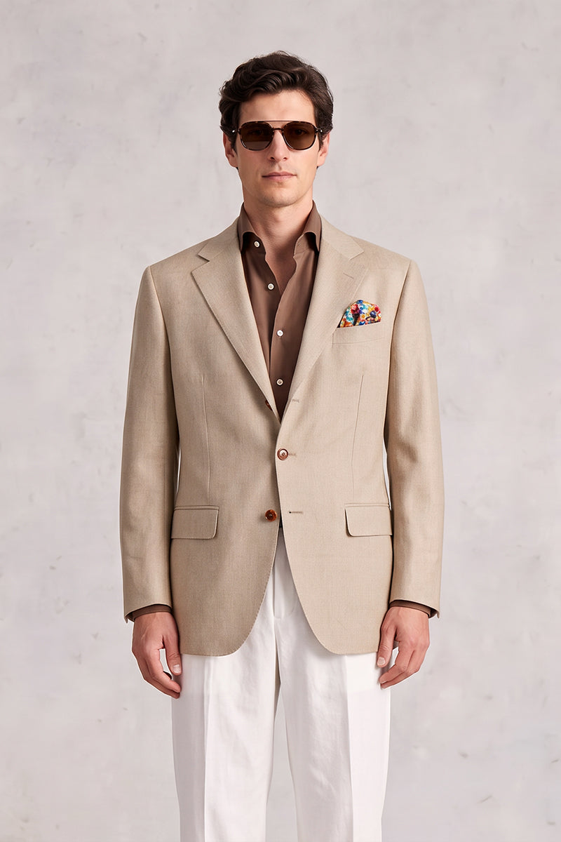 Beige 70% Merino Wool Blazers