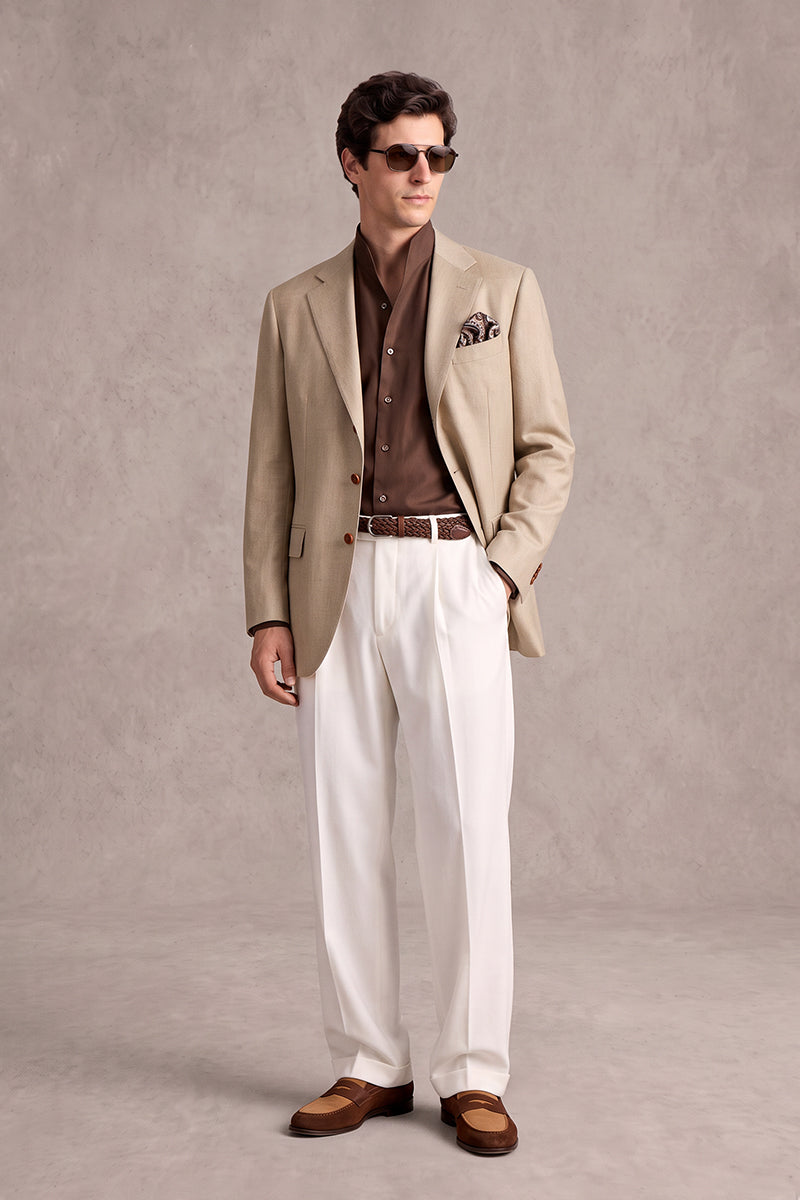 Beige 70% Merino Wool Blazers