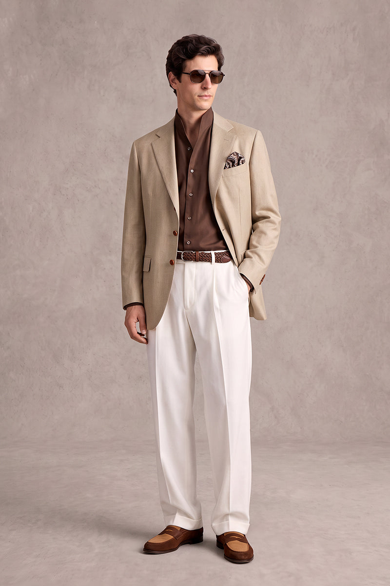 Beige 70% Merino Wool Blazers