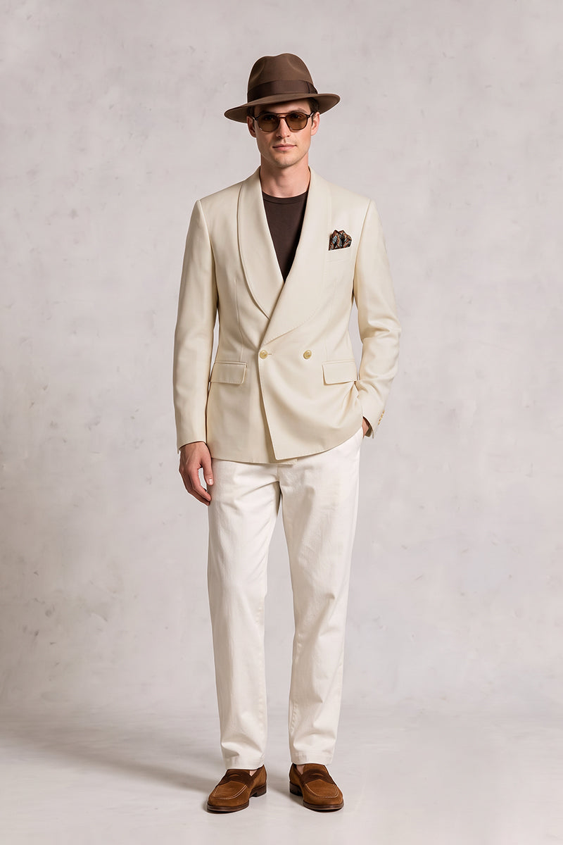 Beige 50% Merino Wool Blazers
