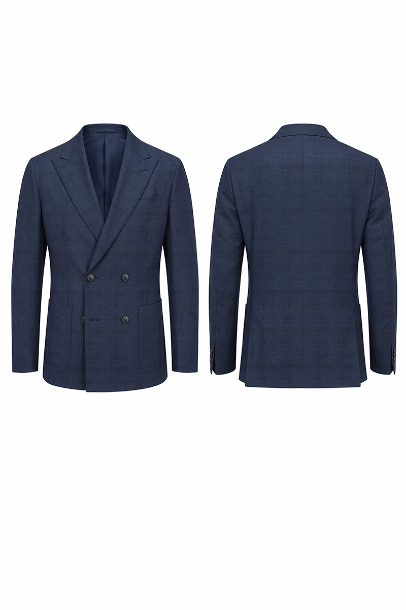 Navy Blue 50% Merino Wool Blazers