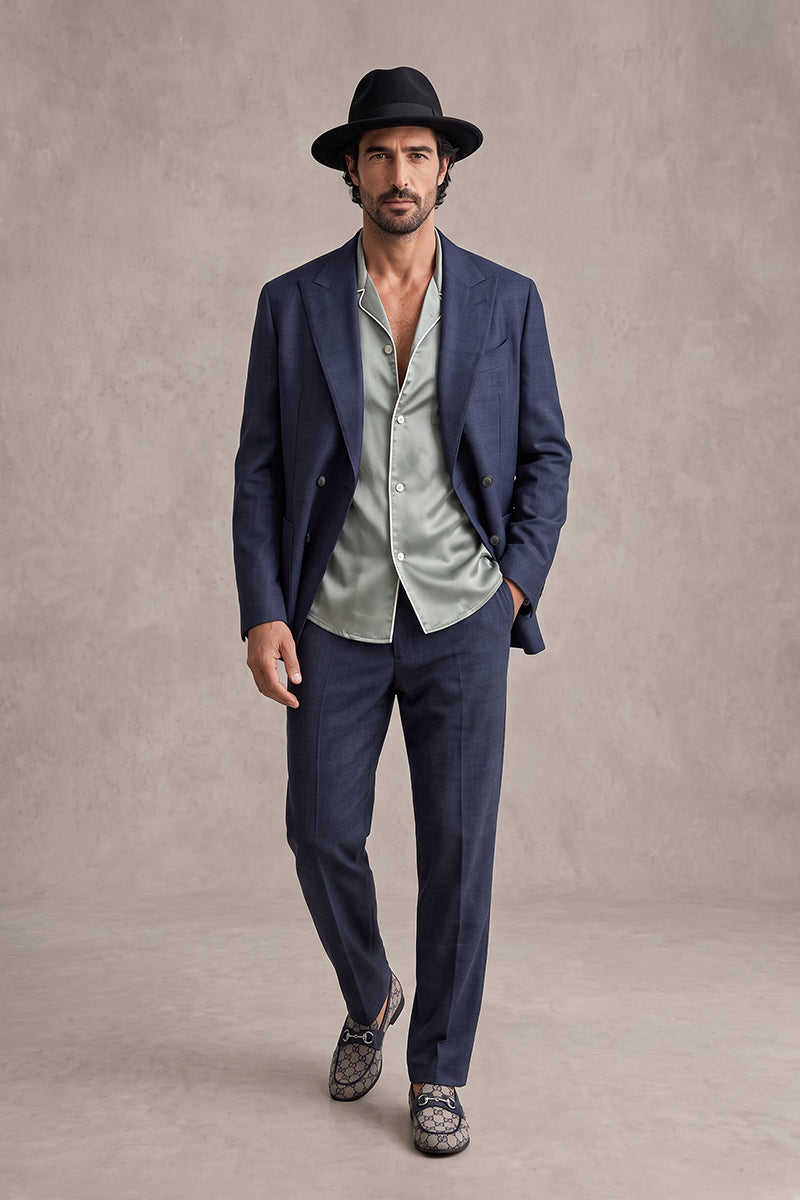 Navy Blue 50% Merino Wool Blazers