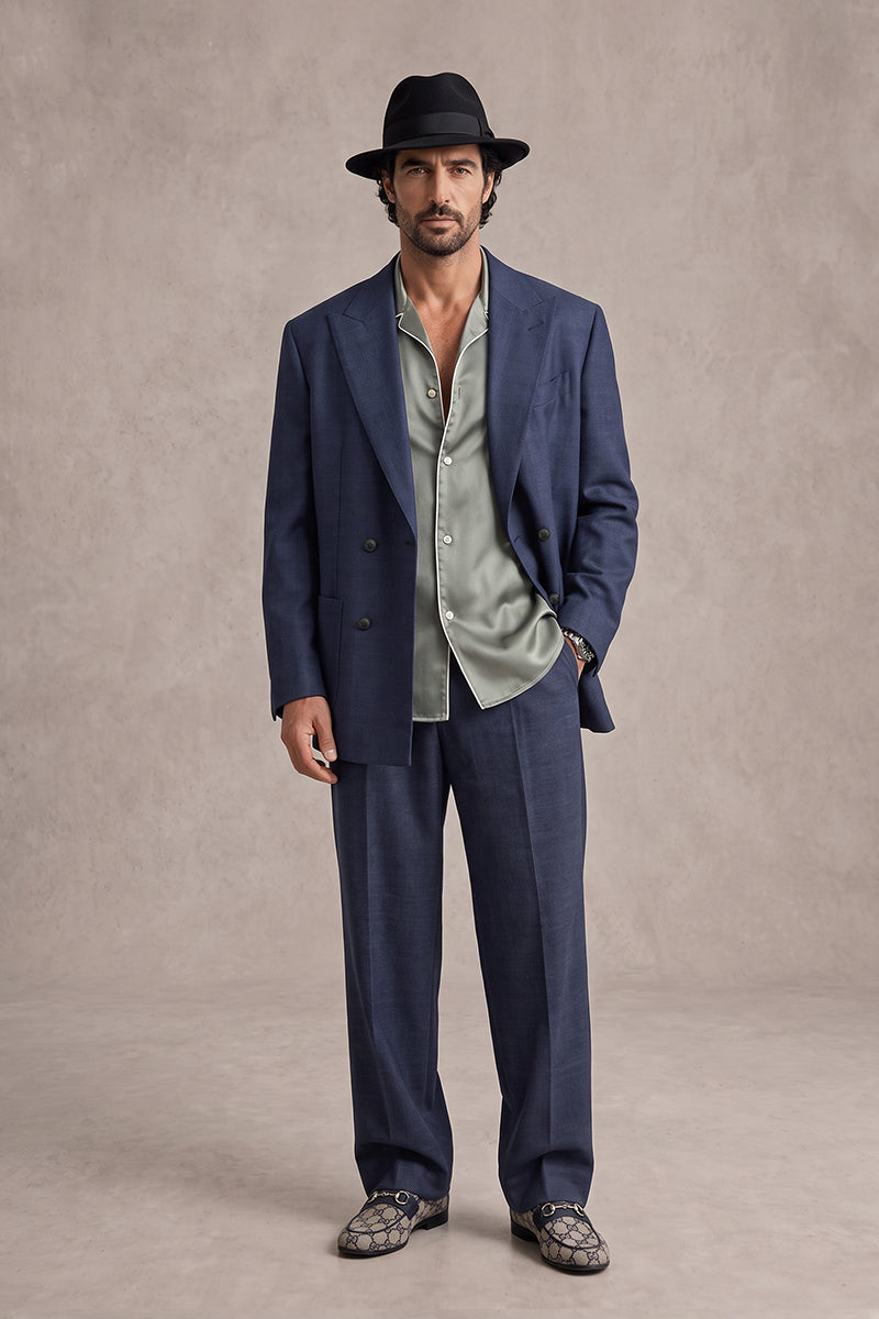 Navy Blue 50% Merino Wool Blazers