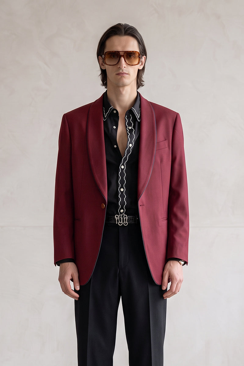 Burgundy 70% Merino Wool Blazers