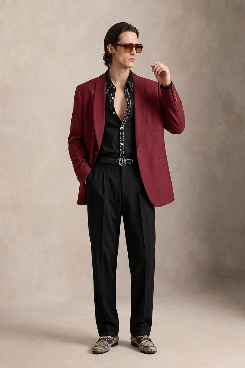 Burgundy 70% Merino Wool Blazers