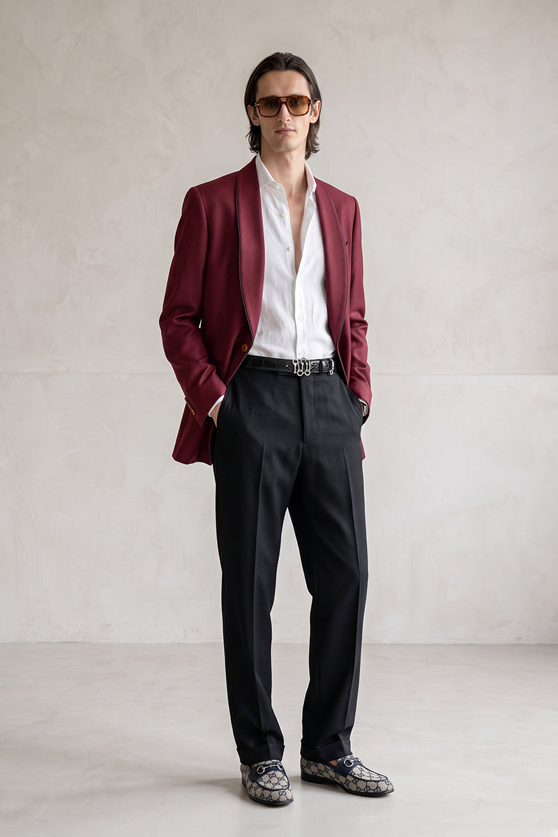 Burgundy 70% Merino Wool Blazers