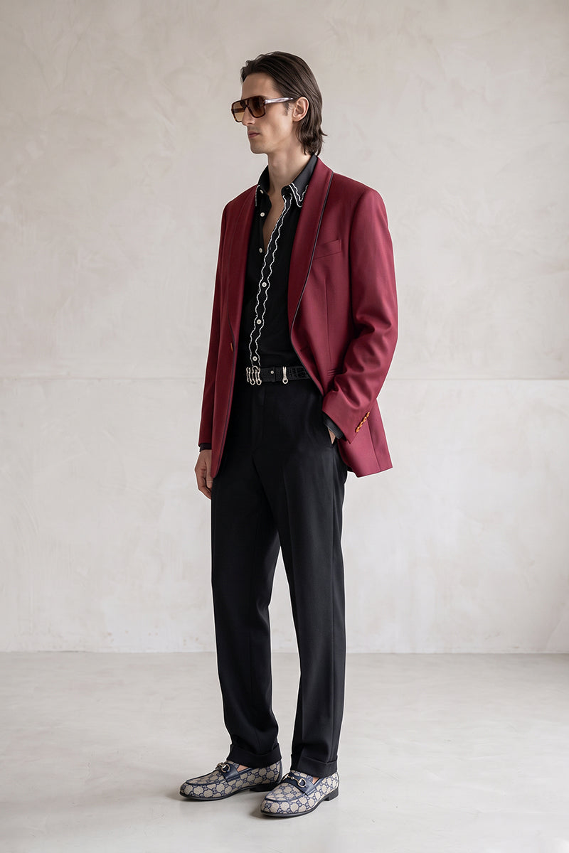 Burgundy 70% Merino Wool Blazers