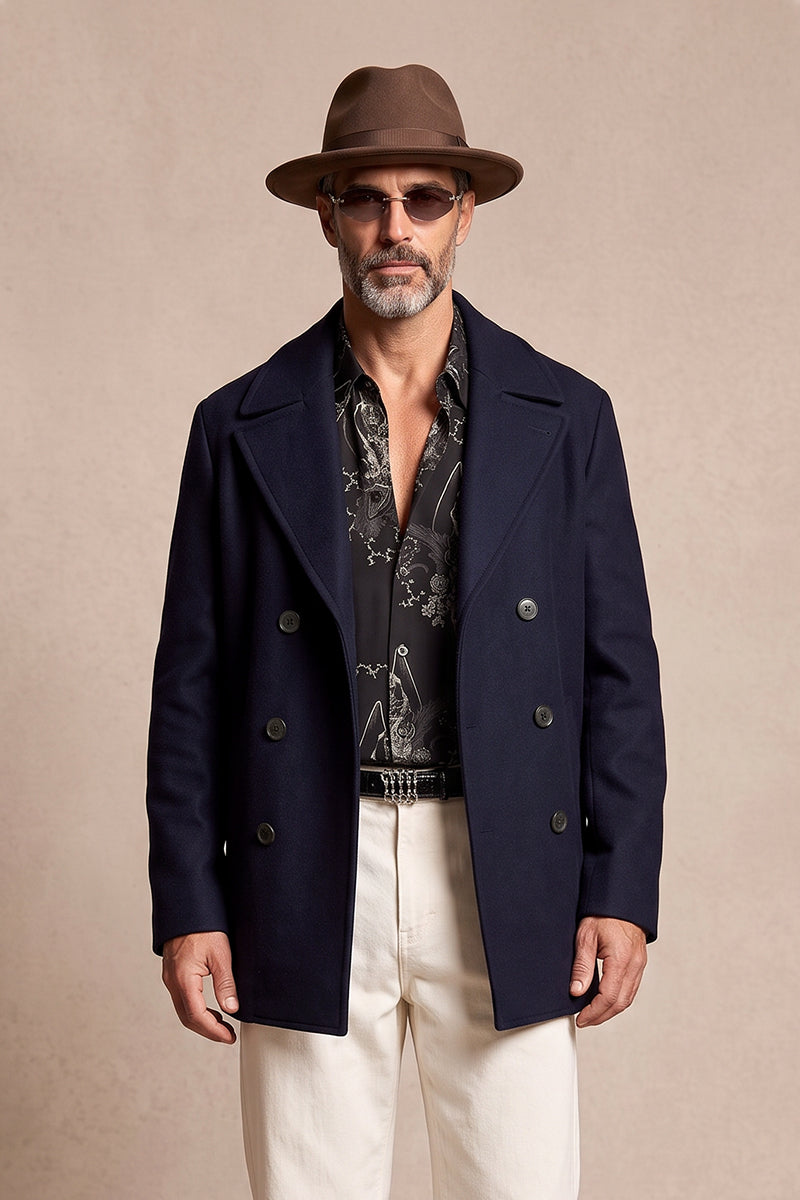 Navy 47.7% Merino Wool Coats