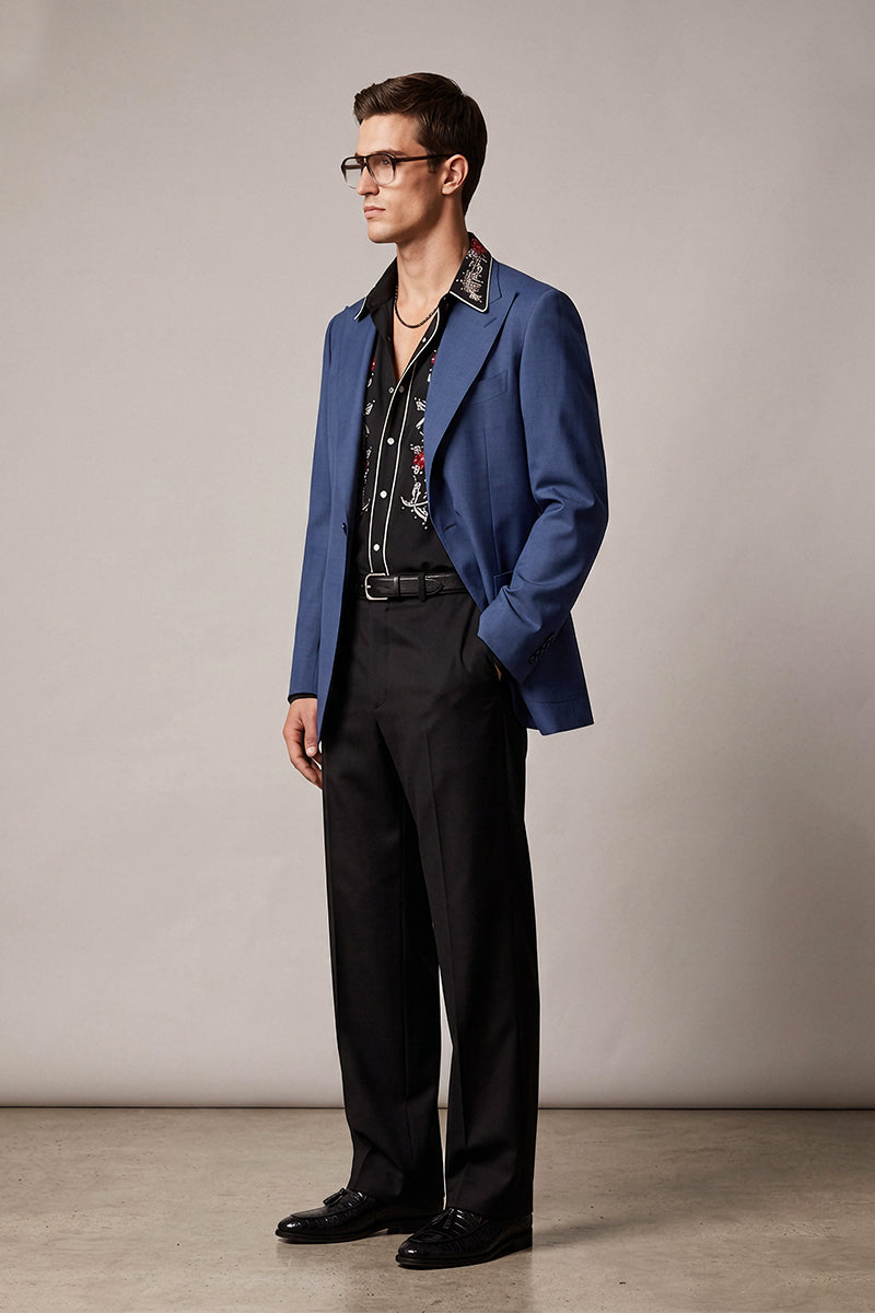 Blue 70% Merino Wool Blazers