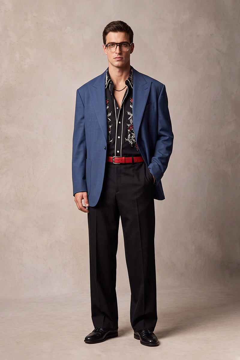 Blue 70% Merino Wool Blazers