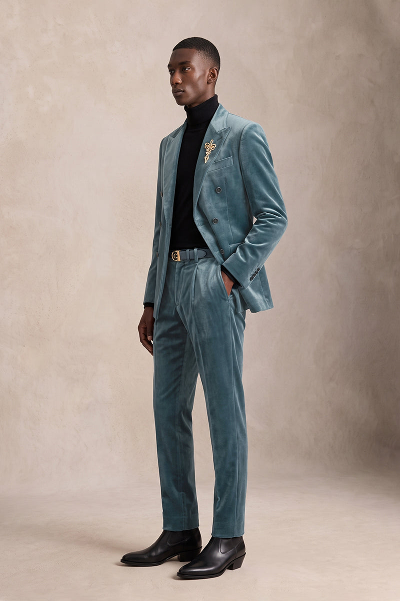 Lake Blue 100% Velvet Suits