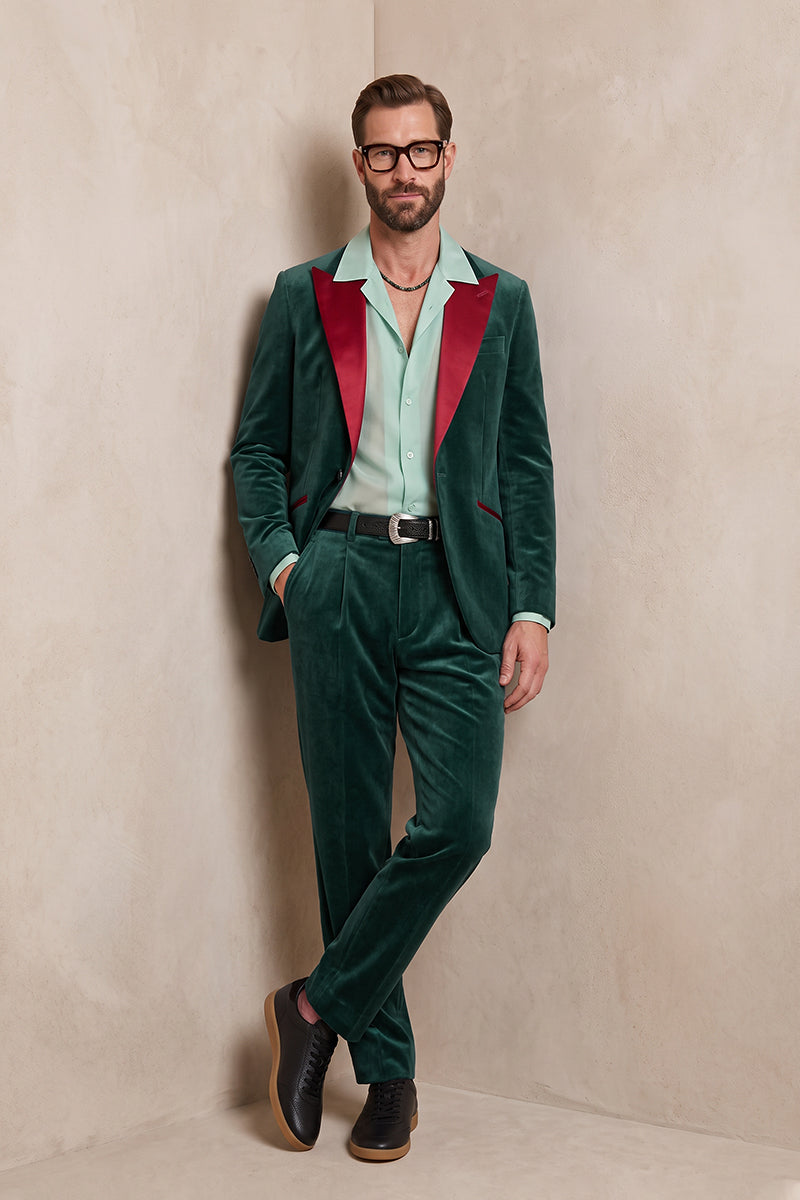 Emerald Green 100% Velvet Suits
