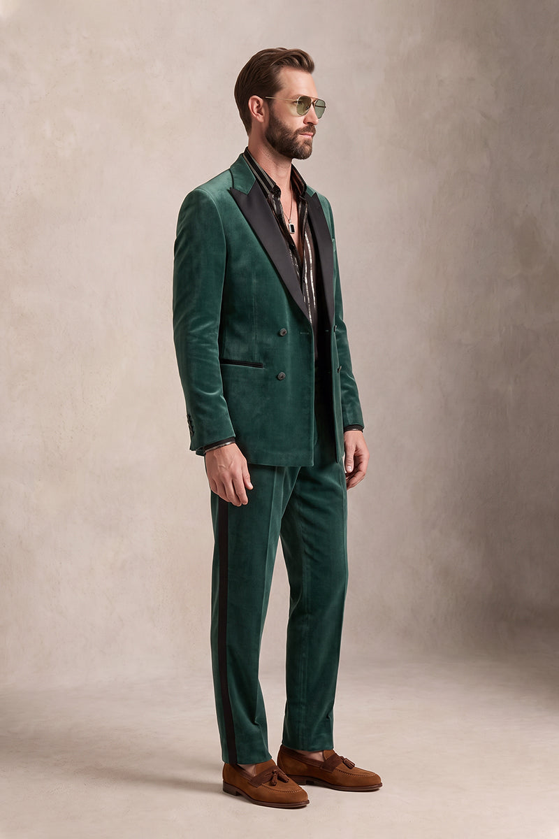Emerald Green 100% Velvet Suits
