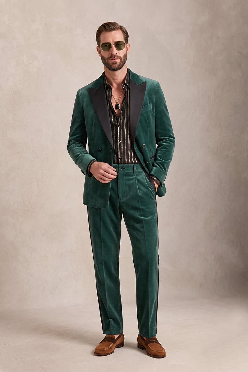 Emerald Green 100% Velvet Suits