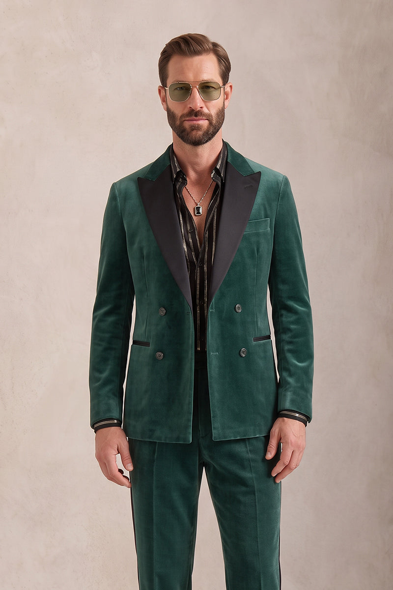 Emerald Green 100% Velvet Suits