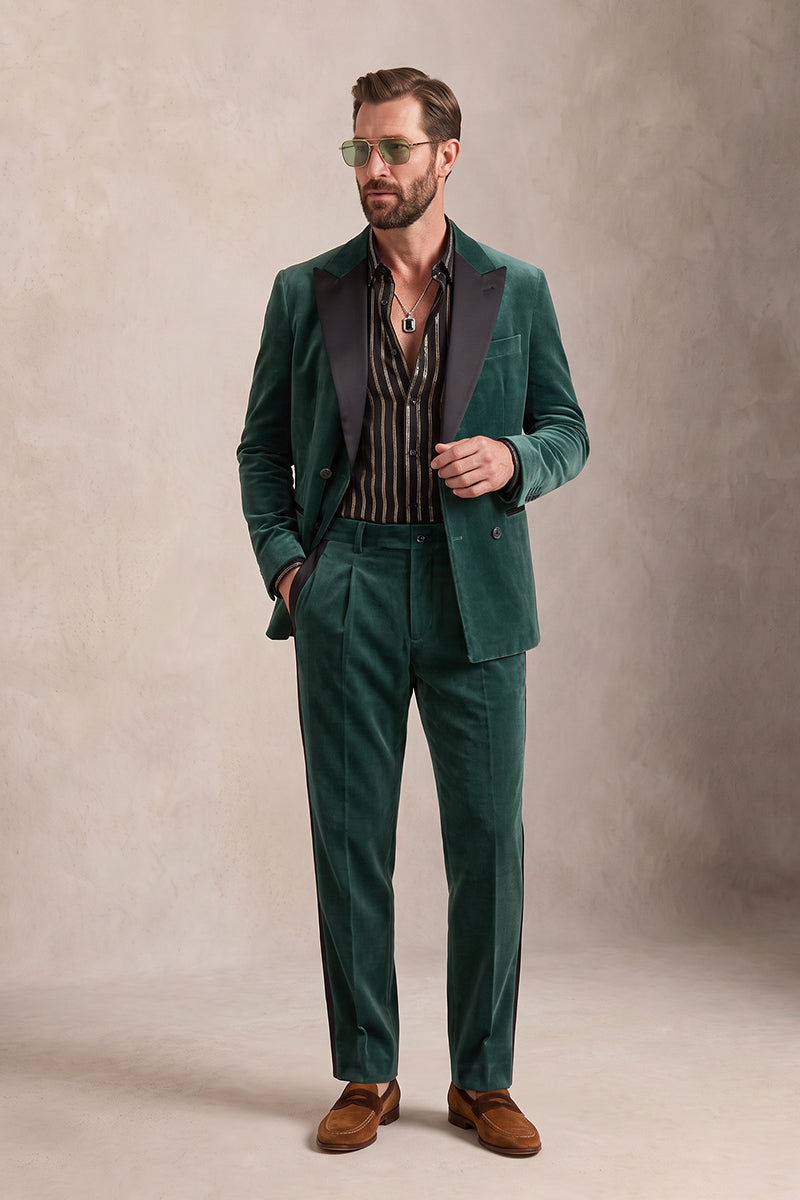 Emerald Green 100% Velvet Suits