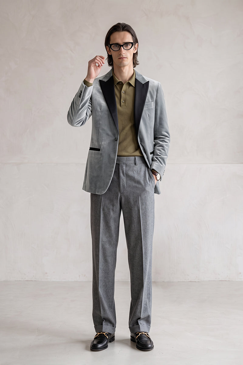 Gray 100% Velvet Blazers