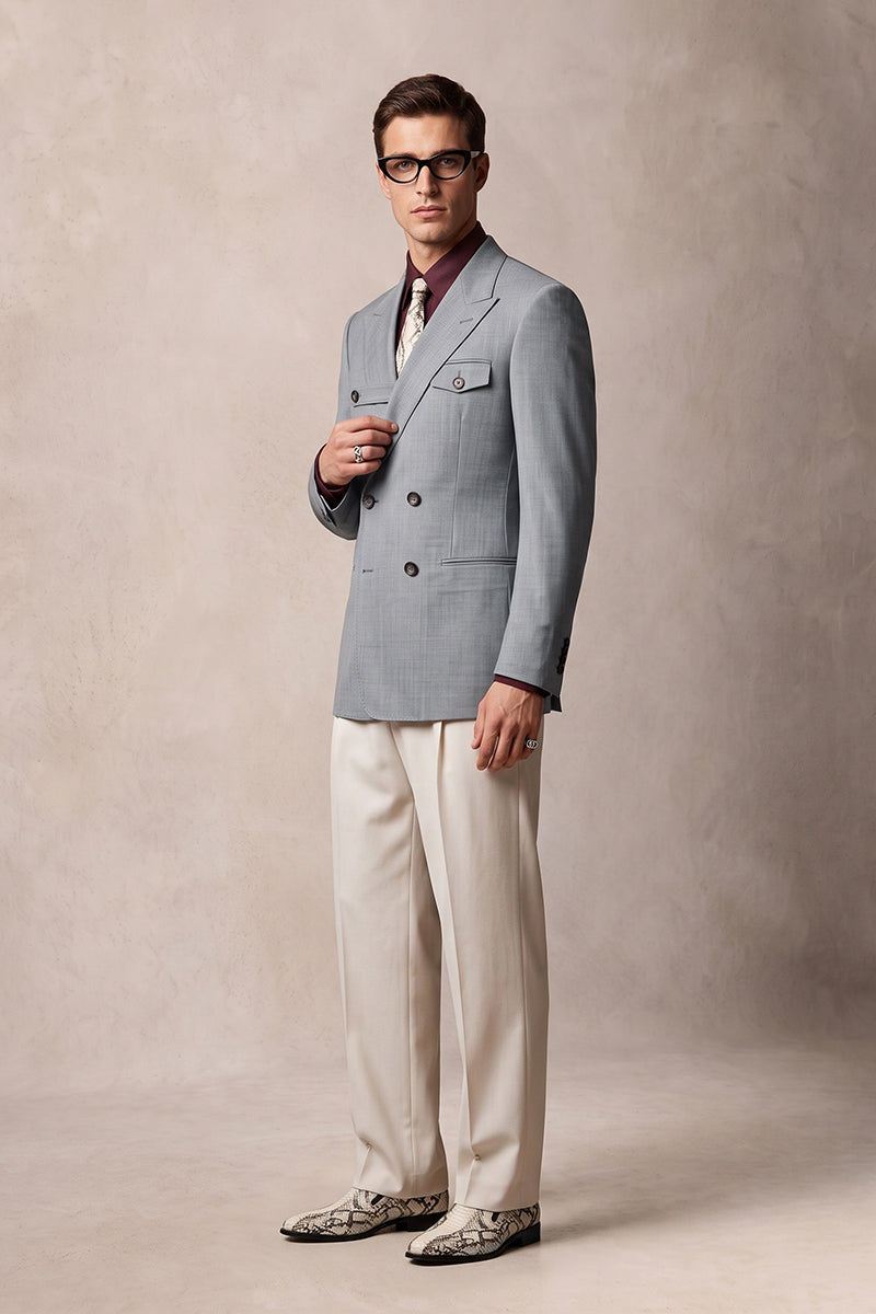 Gray 100% Merino Wool Blazers