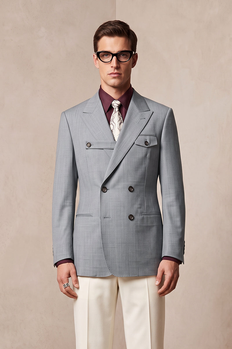 Gray 100% Merino Wool Blazers