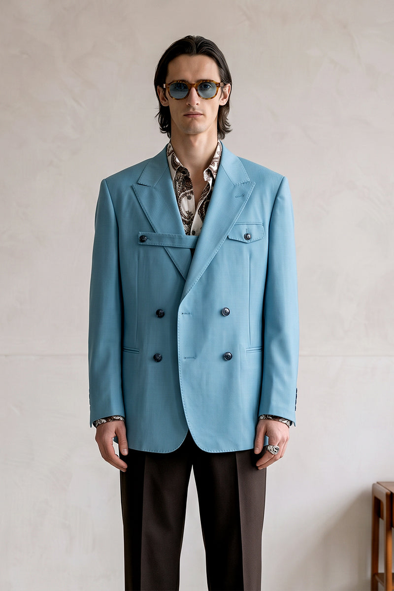 Blue 100% Merino Wool Blazers