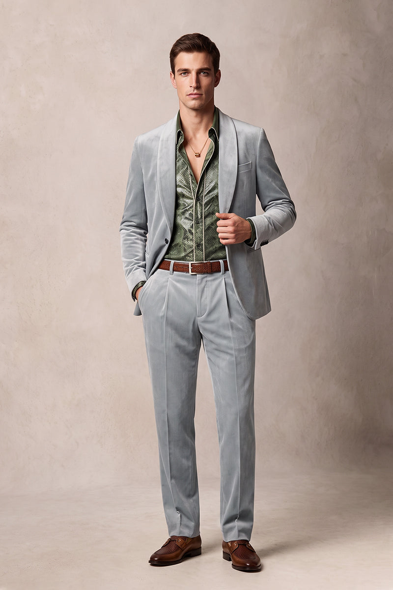 Gray 100% Velvet Suits