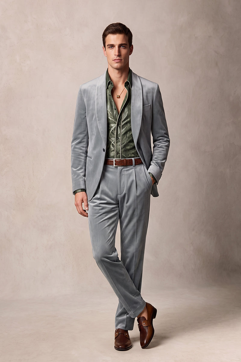 Gray 100% Velvet Suits