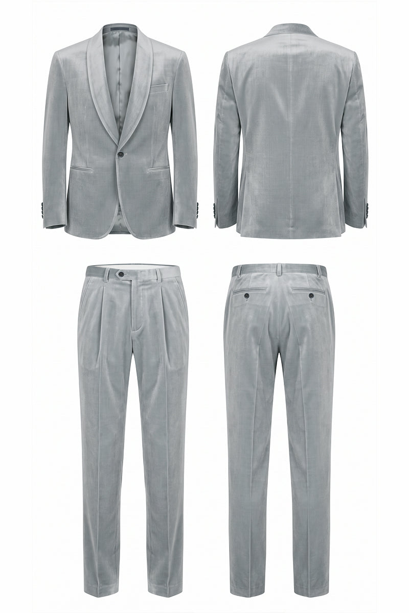 Gray 100% Velvet Suits