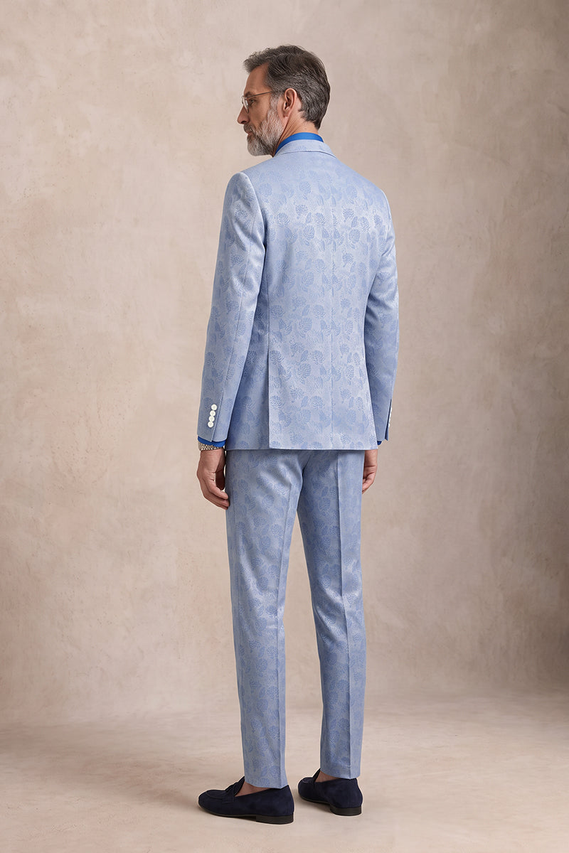 Blue 82% Jacquard Suits