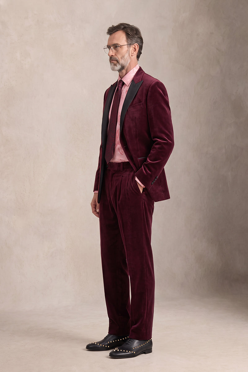 Burgundy 100% Velvet Suits