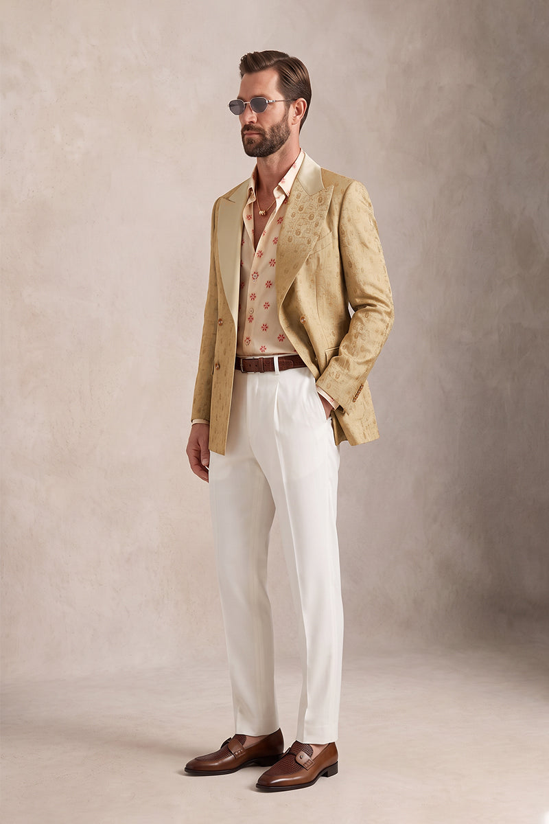 Gold 82% Jacquard Suits