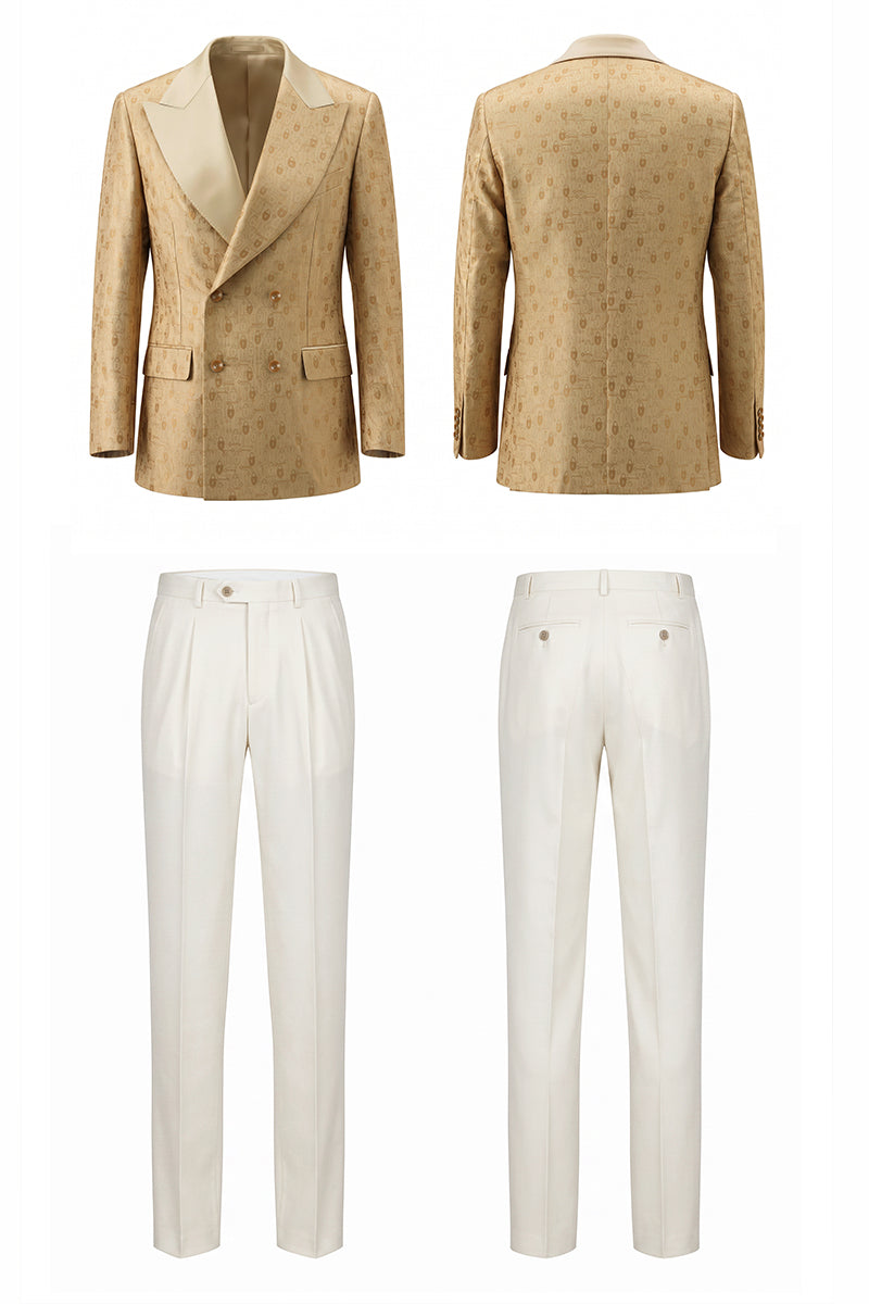 Gold 82% Jacquard Suits