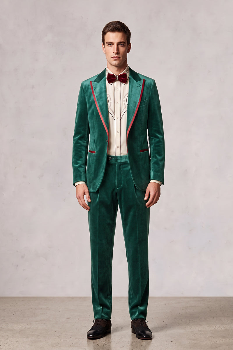 Emerald Green 100% Velvet Suits