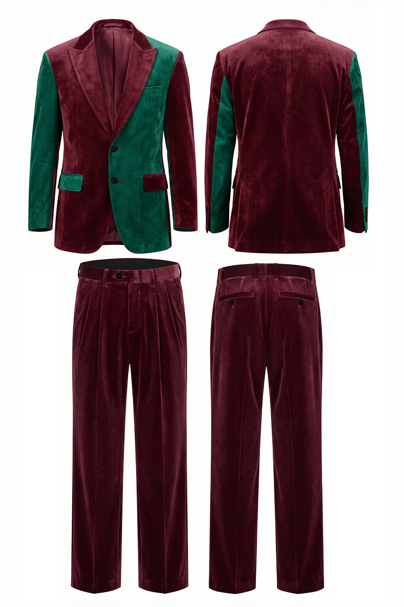 Burgundy 100% Velvet Suits